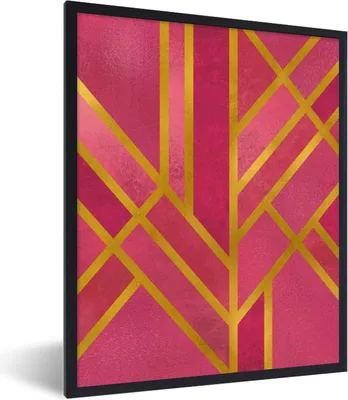 Produktbild von MuchoWow® Gerahmtes Poster Gold - Luxus - Geometrisch 60x80 cm - Poster mit Schwarzem Bilderrahmen Wandposter Rahmen Foto Bilder - Premium - Wanddeko Wohnzimmer
