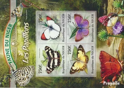 Produktbild von Briefmarken Niger 2013 Mi 2025-2028 Kleinbogen (kompl. Ausg.) postfrisch Schmetterlinge (Pinacopteryx Eriphia)