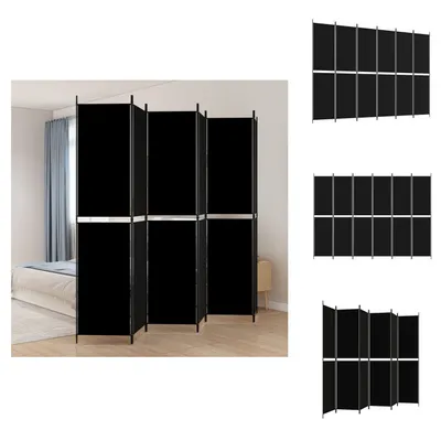 Produktbild von vidaXL 6-tlg. Paravent Schwarz 300x220 cm Stoff - Raumteiler