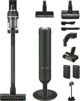 A collection of Samsung BESPOKE Jet cordless vacuum cleaner parts and accessories.