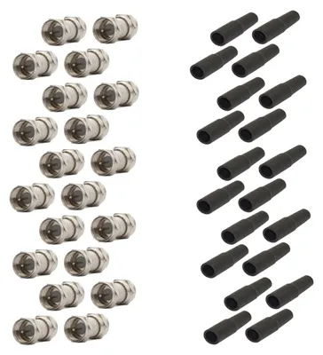 Produktbild von 20x F-Stecker Adapter F-Doppelstecker SAT Kabel Verbinder Männlich + 20x Gummidichtung