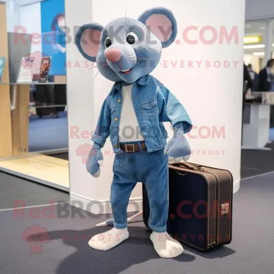 Immagine prodotto di Personaggio del costume della mascotte REDBROKOLY di Blue Rat vestito con jeans Boyfriend e cartelle