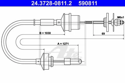 Produktbild von ATE 24.3728-0811.2 Kupplungsseil Seilzug passend für PEUGEOT 205 II (20A/C)