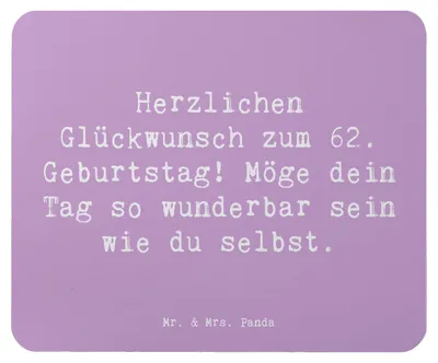 Produktbild von Mr. & Mrs. Panda Mouse Pad Spruch 62. Geburtstag - Lavendeltraum - Geschenk, besonderer Tag, Mauspad, laptop mousepad, pc, liebevoll, Lebensfreude, Happy Birthday, Alter