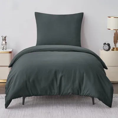 Produktbild von Bettwäsche-Set 155x220 cm 2-teilig Grau Anthrazit Mikrofaser mit Reißverschluss  Bügelfrei
