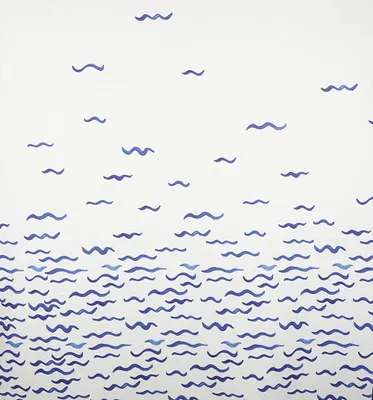 Baumwollstoff 100x280 cm, Möwen & Wellen, blau-weiß, 1 Meter