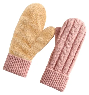 Produktbild von Thermostrickhandschuhe für den Winter, doppellagig, fleecegefüttert, winddicht, dicke Winterhandschuhe für Radfahren und Outdoor-Aktivitäten