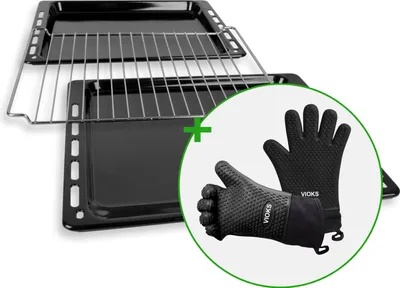 Produktbild von VIOKS 2x Backblech + Rost Alternativ Bauknecht 481241838128 +2x Ofenhandschuhe