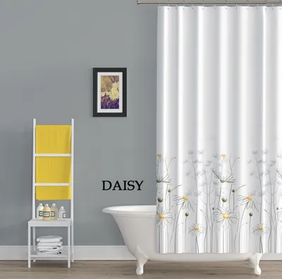 Produktbild von Textil Duschvorhang 120x200 cm DAISY Gänseblümchen  Wannenvorhang  inkl. Ringe