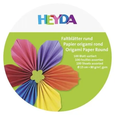 Produktbild von Faltblätter rund Papier 15cm 10 Farben sortiert in VE=100 Blatt