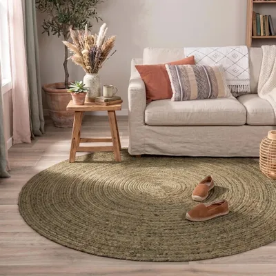 Image de Volero - Tapis en jute - Fair Rond Vert - Ø 140 cm