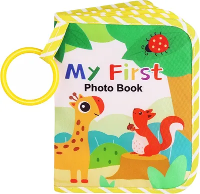 Imagen del producto de Álbum de fotos para bebés, fabricado con material de algodón suave, con 30 páginas, diseño con motivos de animales de la granja, ideal para recién nacidos
