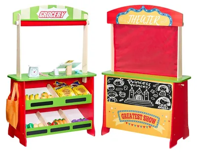 Zdjęcie produktu dla Vevor Drewniany Zestaw 2 W 1 Sklep Teatrzyk Lalek Zasłony Premium Mdf