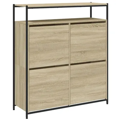 Produktbild von Schuhschrank mit 4 Klappen Sonoma-Eiche 100x34x112 cm