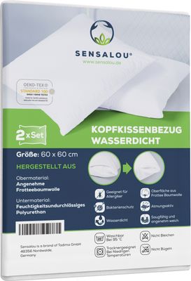 Sensalou Kissenbezug 2er Set Doppelpack wasserdicht - Kopfkissen Bezüge 60x60 cm