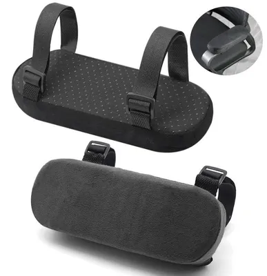 Produktbild von Armlehnenpolster Bürostuhl - 2 Stück - Armlehnenkissen - ergonomische Armauflage - Unterarmstütze - weich und druckentlastend - universell - Schwarz