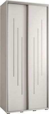 MEBLE KRYSPOL Cannes 8 Schrank mit 2 Schiebetüren - 205,2x110x45 cm - Weiß Weiß Silber