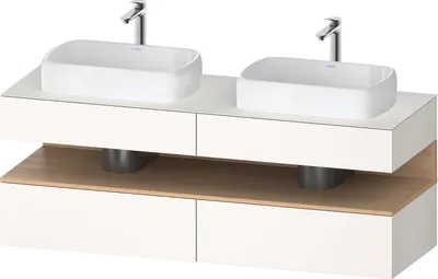 Produktbild von Duravit Qatego Konsolenwaschtischunterbau, 2 Auszüge, 2 Schubkästen, 2 Ausschnitte, 1600x550x600mm, Nische Eiche Natur, QA4779030840010