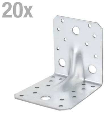 Immagine prodotto di Alberts 820022 Connettore angolare per impieghi gravosi, zincato sendzimir, 105 x 105 x 90 mm, set da 20