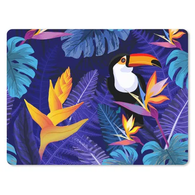 Produktbild von MuchoWow® Mauspad Mousepad Dschungel - Tukan - Blumen - Pflanzen - Kinder - Lila - Tiere 23x19 cm - Mousepads - Maus Mat - Pad - Mausunterlage - Schreibtischunterlage - Mauspad