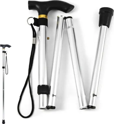 Produktbild von Unisex Faltbar Gehstock Klappbar,Gehstock Damen Faltbar Gehstock Elegant Gehstock Klappbar Einstellbar Spazierstock Leicht Tragbar Reise Wanderstock fš¹r Altere Behinderte