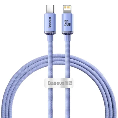Zdjęcie produktu dla Kabel Baseus Crystal Shine USB-C - Lightning 1,2 m 20W fioletowy