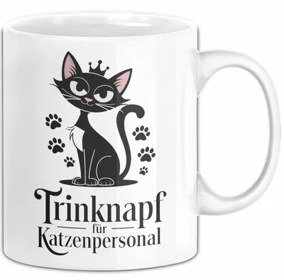 Produktbild von Katzenliebhaber Tasse Geschenkidee Trinknapf Katzen Personal (Weiß)