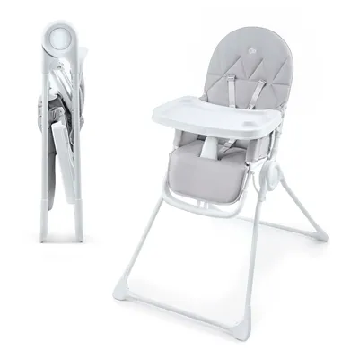 A high chair is shown in both its open and folded positions against a white background.
