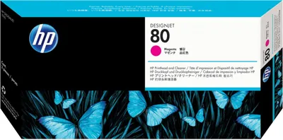 Zdjęcie produktu dla HP 80 głowica drukująca: purpurowy i wkład czyszczący, Drukarki HP Designjet seria 1000, Termiczny druk atramentowy, Purpurowy, C4822A, Stany Zjednoczone, Singapur, 36 mm