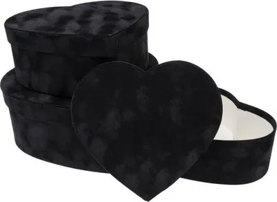 Immagine prodotto di Scatola di fiori 3 pezzi cuore di velluto nero ROZETTE