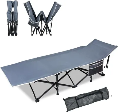 Image de JOIEYOU Lit de camp Pliable Lit de camping avec sac de rangement Sac de transport jusqu'à 250kg 190x62x38cm Chaise longue de camping pour adultes Jardin Camping Voyage Outdoor Indoor