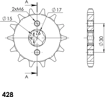 Produktbild von Ritzel Supersprox 428 - 14Z CST-274:14|grobverzahnt 15,0/17,0