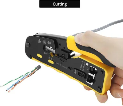 RJ45 Crimpzange Set für CAT5/CAT6/CAT7 - Inklusive 50 Cat6 Stecker und Netzwerktools
