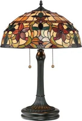 Produktbild von Edle Tischlampe FARFALLA 6 Bronze Gold Ø41cm H:58cm 2xE27 Tiffany Design Lampe Wohnzimmer Schlafzimmer