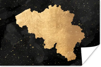 Produktbild von MuchoWow® Poster Karte - Belgien - Gold 120x80 cm - Bilder