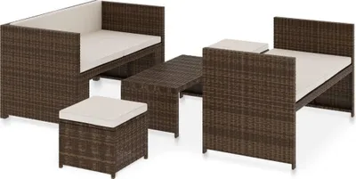 Obrázok produktu pre vidaXL 5-dielna záhradná obývacia súprava s vankúšmi Poly ratan Brown