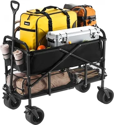 Produktbild von Robuster Klappwagen Doppeldecker - 300l & 204kg Tragfähigkeit - Zusammenklappbarer Transportwagen - Ideal für Outdoor und Gartenaktivitäten