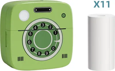 Produktbild von Mini-Thermodrucker, Sofortfotodrucker, Etikettendrucker, BT Verbindung, kompatibel mit Android/iOS, mit 11 Papierrollen (57 x 26 mm)
