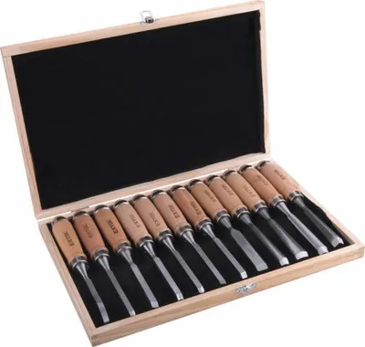 Obrázok produktu pre EXTOL PREMIUM 8812405 rezbárske dláta, sada 12 kusov, dĺžka 200 mm