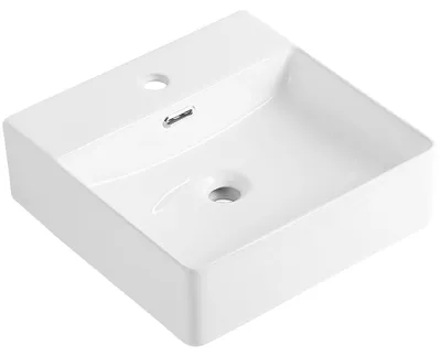 Zdjęcie produktu dla szkło ceramiczneO – Umywalka ceramiczna – do montażu na ścianie lub na blacie – Peno – biała z połyskiem – 42 x 42,5 cm