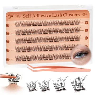 Produktbild von Selbstklebende Wimpern 60 Stück D Curl vorgeklebtes Set mit Wimpernpinzette