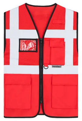Imagen del producto de Korntex - Chaleco de alta visibilidad "Atenas", multifuncional, unisex, para hombre/mujer, modelo LT5956 (5XL) (Rojo)
