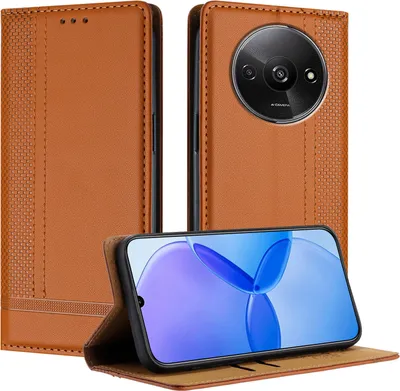Image de Etui pour Xiaomi Redmi A3 étui en cuir avec fonction stand Marron