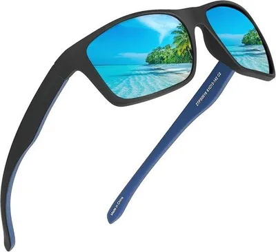 Produktbild von Sportsonnenbrille mit polarisierten Gläsern - Schwarz mit blauen Spiegelgläsern