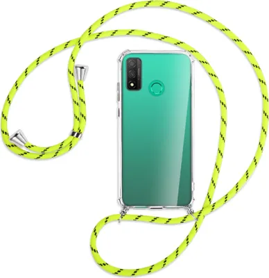 Produktbild von Handykette Backcover-Schutzhülle mit Band (Metall silberfarben) für Huawei P Smart 2020 - neongelb
