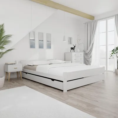 Produktbild von Bett IKAROS DOUBLE 120 x 200 cm, weiß Matratze: Ohne Matratze, Lattenrost: Ohne Lattenrost