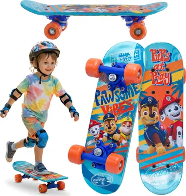 Produktbild von Paw Patrol Chase & Marshall Kinder-Skateboard, 42 cm, rutschfestes Deck, leicht, bis 20 kg belastbar