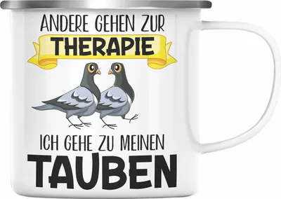 Produktbild von Trendation - Taubenzüchter Geschenk Zaubenzucht Zubehör Tauben Emaille Tasse Lustiger Spruch Taubenflüsterer Taubenliebhaber Becher (Silber)