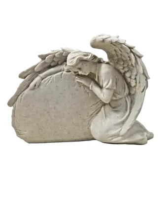Produktbild von Grabschmuck Engel am Stein Sockel Gedenkstein Grabstein Grabdeko Deko Figur