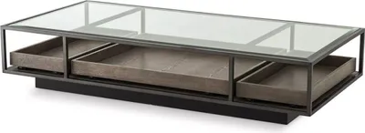 Produktbild von Casa Padrino Luxus Couchtisch Bronzefarben / Grau 180 x 90 x H. 37 cm - Rechteckiger Wohnzimmertisch mit Glasplatte - Wohnzimmer Möbel - Luxus Möbel